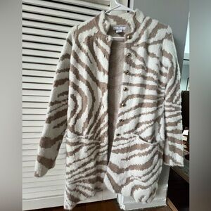 House of Harlow 1960 Zebra Print Trench Coat in Cream and Brown